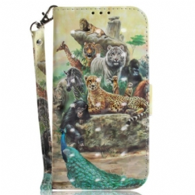 Folio-hoesje voor Xiaomi 12 / 12X Met Ketting String Safari Dieren