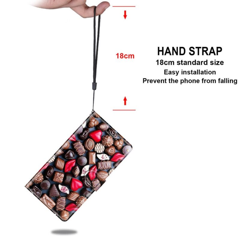 Folio-hoesje voor Xiaomi 12 / 12X Met Ketting Strip Chocolade