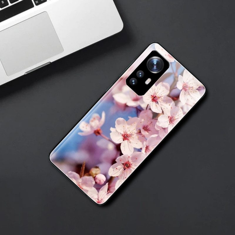 Hoesje voor Xiaomi 12 / 12X Gehard Glas Realistische Bloemen