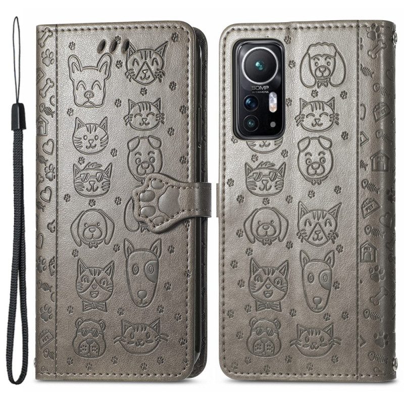 Leren Hoesje voor Xiaomi 12 / 12X Geanimeerde Dieren