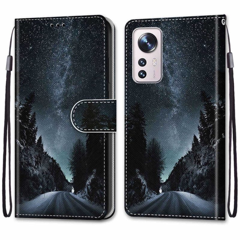 Leren Hoesje voor Xiaomi 12 / 12X Met Ketting Strakke Hemel