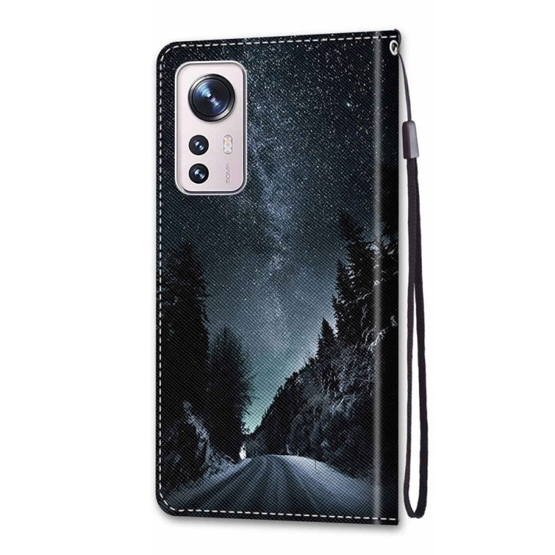 Leren Hoesje voor Xiaomi 12 / 12X Met Ketting Strakke Hemel