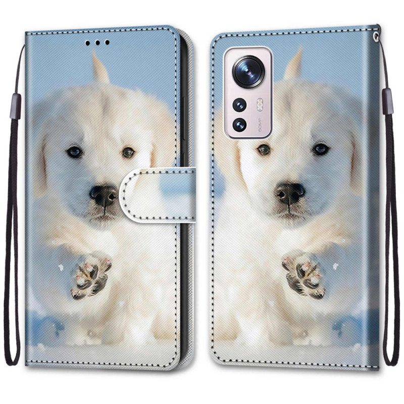 Leren Hoesje voor Xiaomi 12 / 12X Met Ketting String Puppy