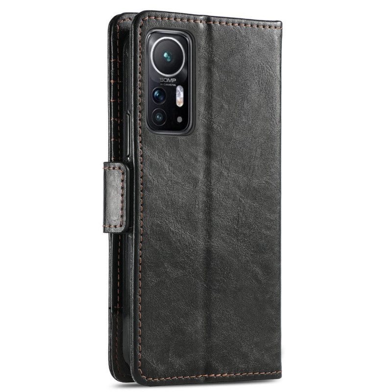 Leren Hoesje voor Xiaomi 12 / 12X Tweekleurige Dubbele Sluiting