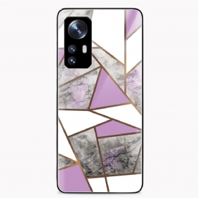 Telefoonhoesje voor Xiaomi 12 / 12X Geometrie Marmer Gehard Glas