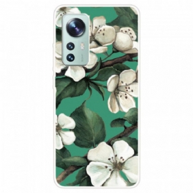 Telefoonhoesje voor Xiaomi 12 / 12X Siliconen Witte Bloemen