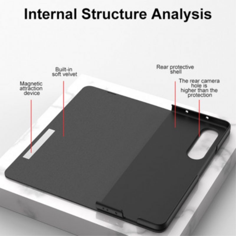 Bescherming Hoesje voor Samsung Galaxy Z Fold 3 5G Folio-hoesje Mechanisme Van Gehard Glas Gkk