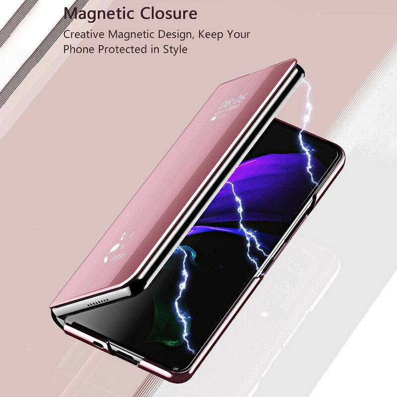 Bescherming Hoesje voor Samsung Galaxy Z Fold 3 5G Folio-hoesje Spiegelkap