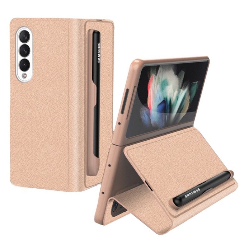 Bescherming Hoesje voor Samsung Galaxy Z Fold 3 5G Folio-hoesje Stylushouder Van Imitatieleer