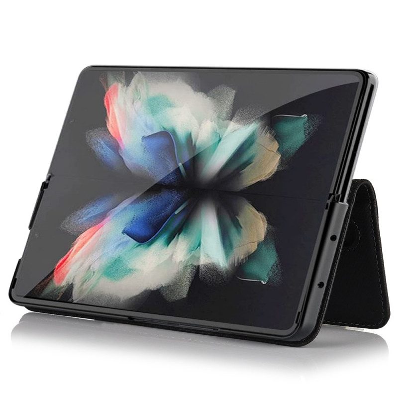 Folio-hoesje voor Samsung Galaxy Z Fold 3 5G Echt Lederen Pennenhouder En Riem