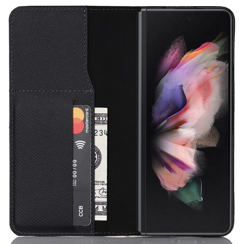 Folio-hoesje voor Samsung Galaxy Z Fold 3 5G Echt Lederen Pennenhouder En Riem