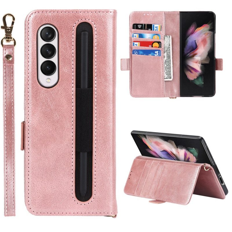 Folio-hoesje voor Samsung Galaxy Z Fold 3 5G Flip Case Dubbele Penhouderflap