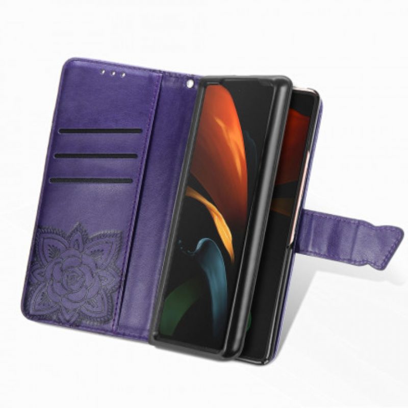 Folio-hoesje voor Samsung Galaxy Z Fold 3 5G Vlinderontwerp Met Sleutelkoord