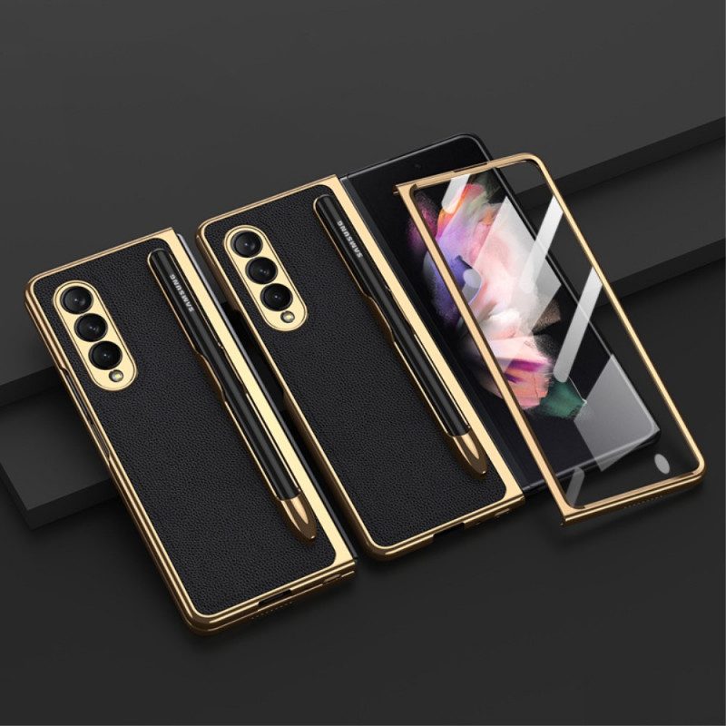 Hoesje voor Samsung Galaxy Z Fold 3 5G Bescherming Hoesje Gkk-schermbeschermer En Houder Voor Stylus