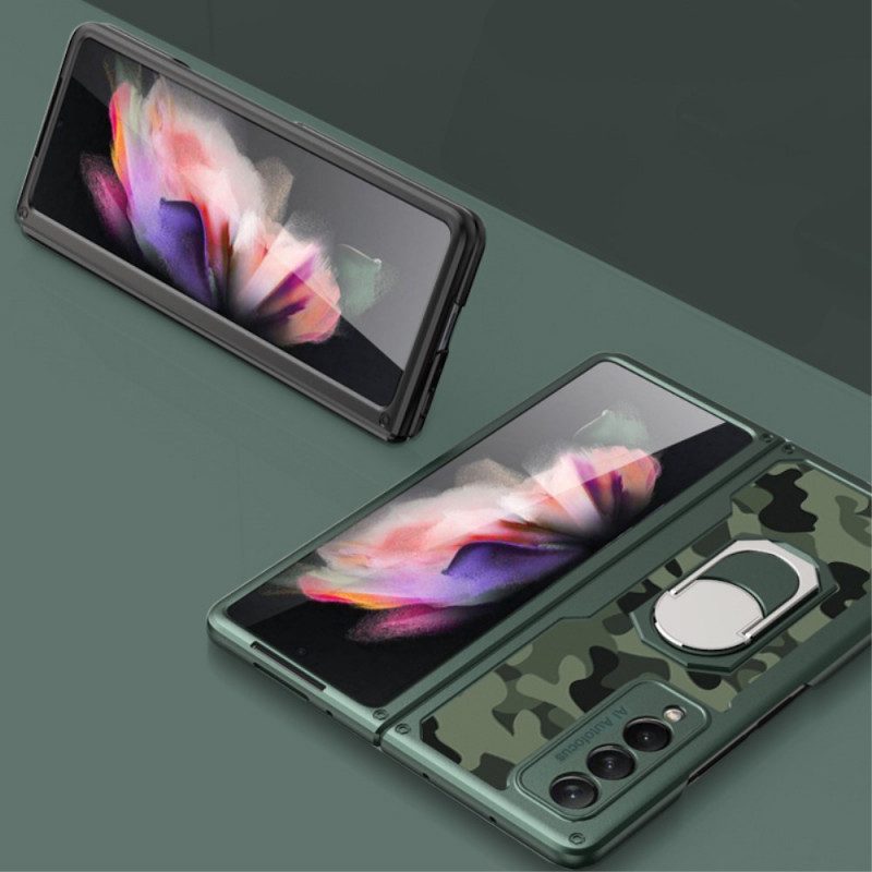 Hoesje voor Samsung Galaxy Z Fold 3 5G Camouflage Ring-steun Gkk