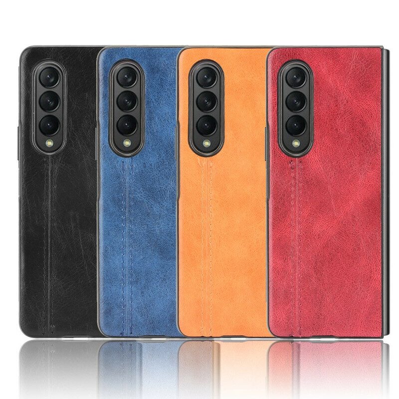 Hoesje voor Samsung Galaxy Z Fold 3 5G Couture-leereffect