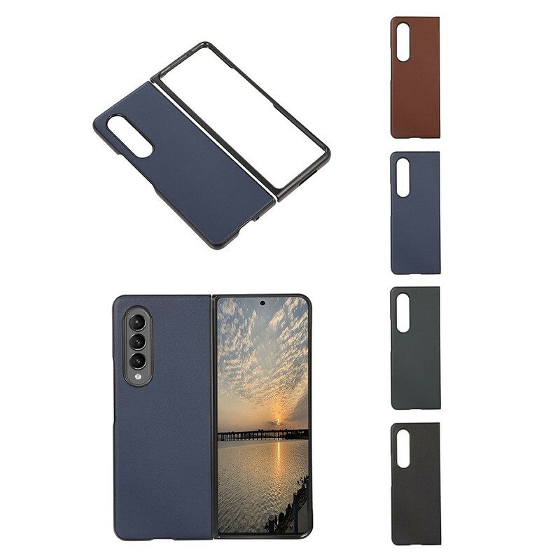 Hoesje voor Samsung Galaxy Z Fold 3 5G Echt Lederen Ontwerp