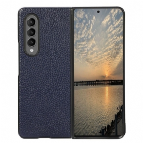 Hoesje voor Samsung Galaxy Z Fold 3 5G Echt Litchi-leer