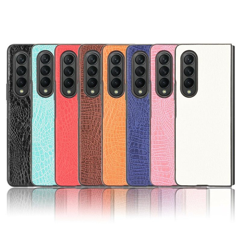 Hoesje voor Samsung Galaxy Z Fold 3 5G Imitatie Krokodillenleer