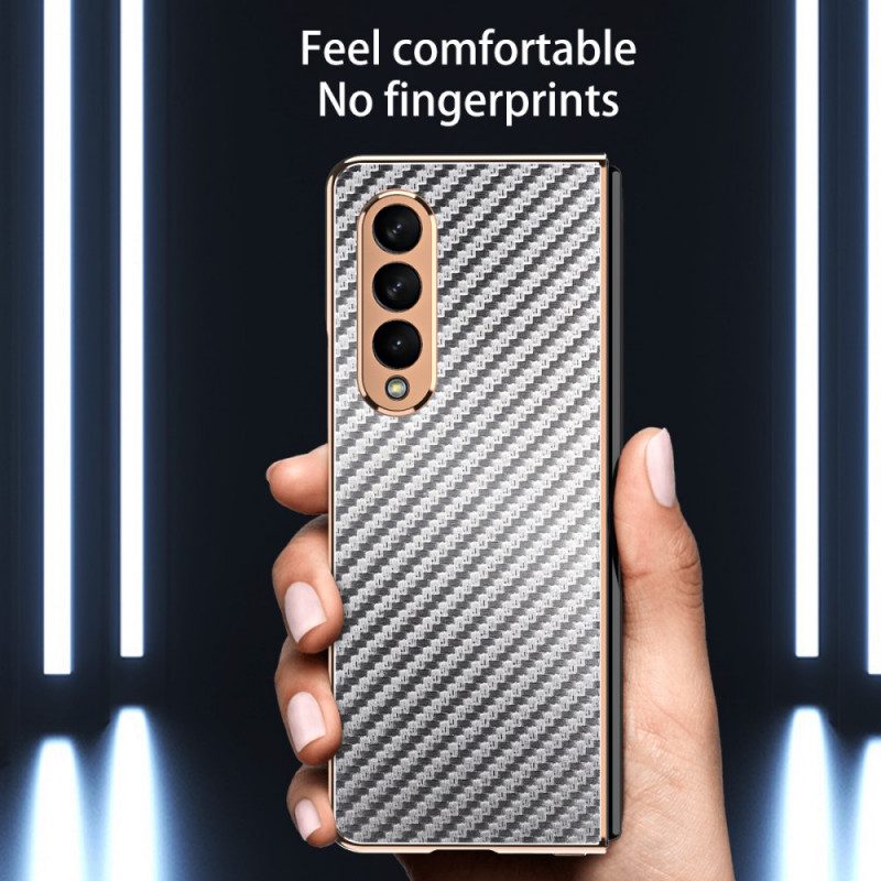 Hoesje voor Samsung Galaxy Z Fold 3 5G Koolstofvezel Met Schermbeschermer