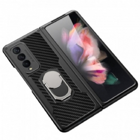 Hoesje voor Samsung Galaxy Z Fold 3 5G Koolstofvezel Ringsteun Gkk