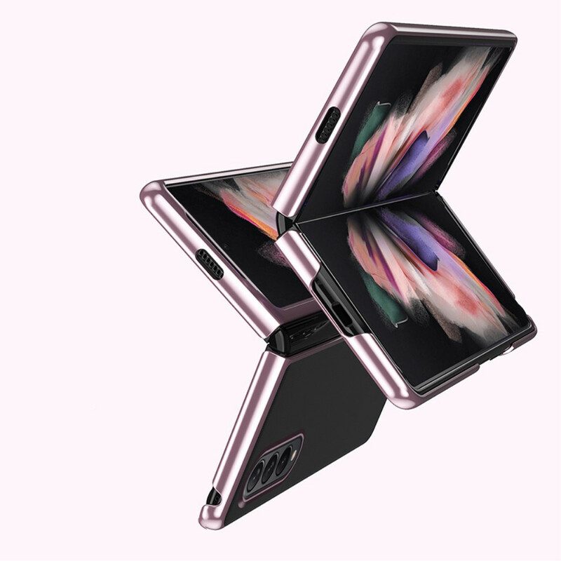 Hoesje voor Samsung Galaxy Z Fold 3 5G Randen In Transparante Metalen Stijl