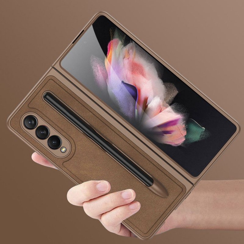 Hoesje voor Samsung Galaxy Z Fold 3 5G Stylushouder Met Leereffect Gkk