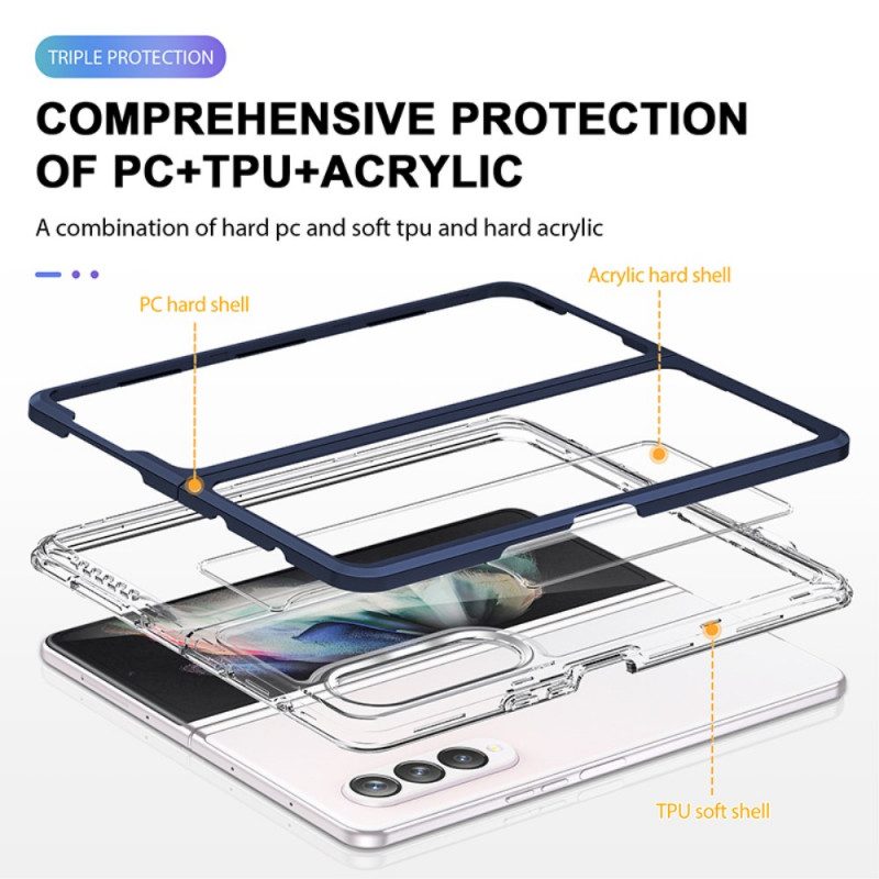 Hoesje voor Samsung Galaxy Z Fold 3 5G Transparante Hybride Gekleurde Randen