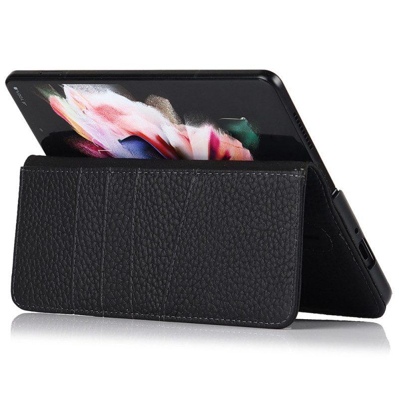 Leren Hoesje voor Samsung Galaxy Z Fold 3 5G Echte Litchi Lederen Pennenhouder