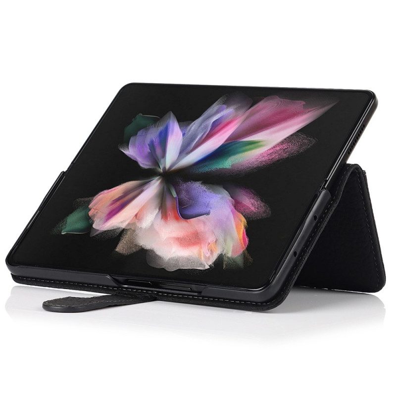 Leren Hoesje voor Samsung Galaxy Z Fold 3 5G Echte Litchi Lederen Pennenhouder