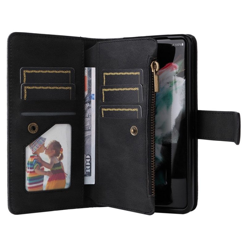 Leren Hoesje voor Samsung Galaxy Z Fold 3 5G Multifunctionele Klinknagel En Lanyard