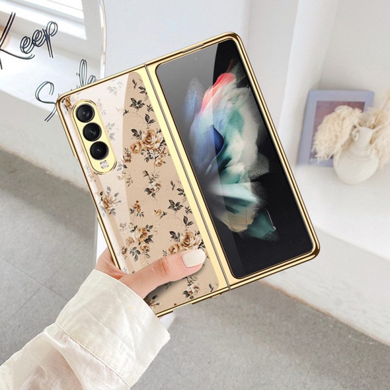 Telefoonhoesje voor Samsung Galaxy Z Fold 3 5G Bloemen Gehard Glas