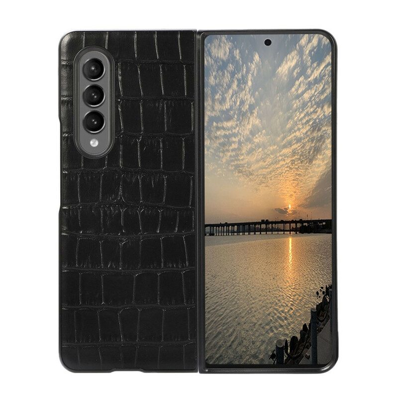 Telefoonhoesje voor Samsung Galaxy Z Fold 3 5G Echt Krokodillenleer