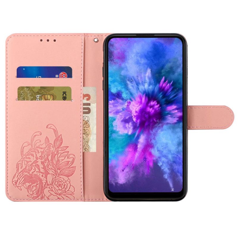 Folio-hoesje voor Xiaomi Mi 11i 5G Met Ketting Barokke Strappy Tijger