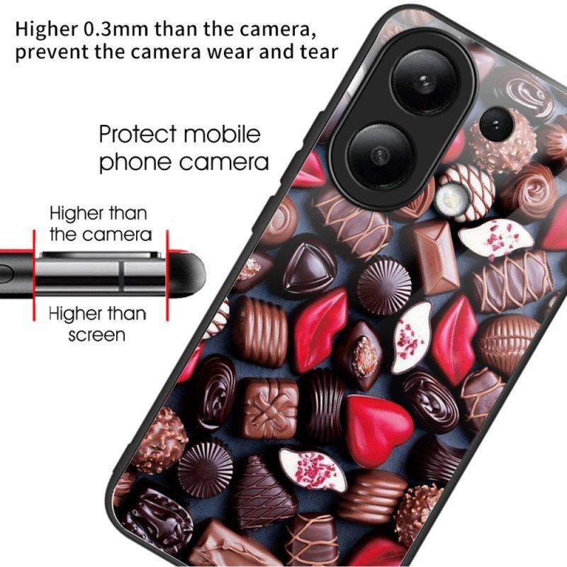 Cover Hoesje Xiaomi Redmi Note 13 4g Telefoonhoesje Chocolade Gehard Glas