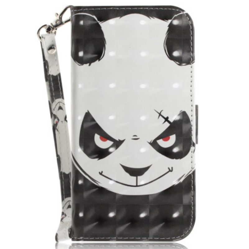 Flip Case Leren Xiaomi Redmi Note 13 4g Boze Panda Met Riem