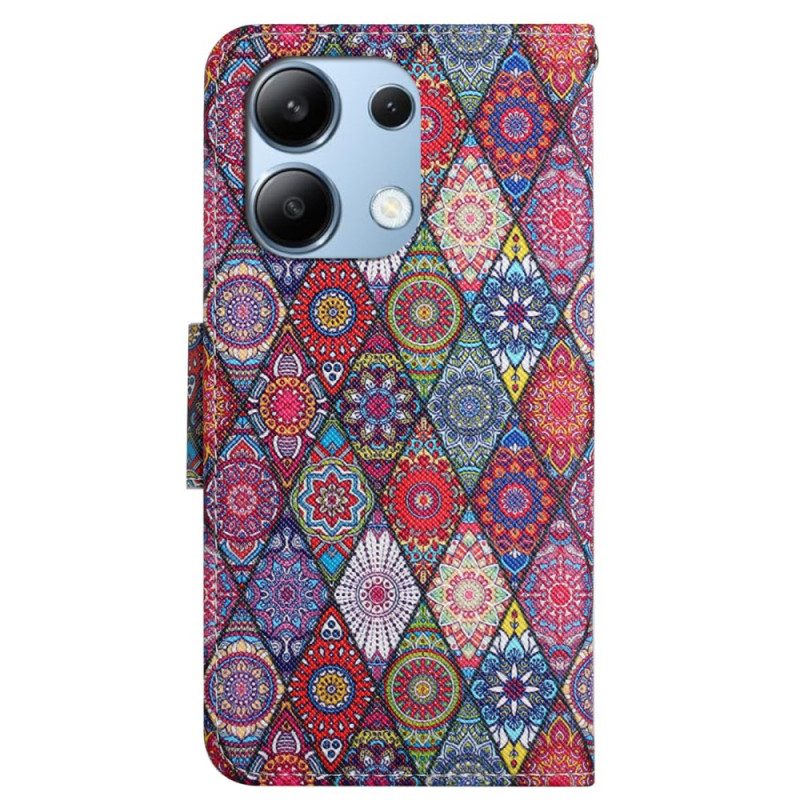 Flip Case Leren Xiaomi Redmi Note 13 4g Caleidoscoop Met Koord