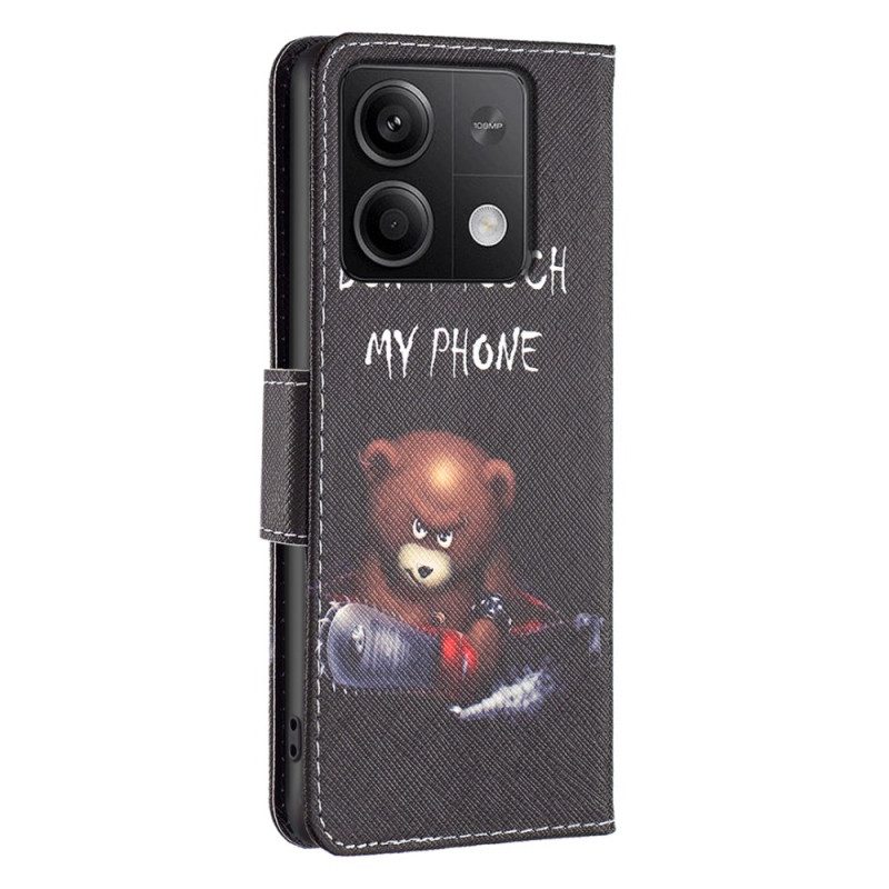 Flip Case Leren Xiaomi Redmi Note 13 4g Gevaarlijke Beer