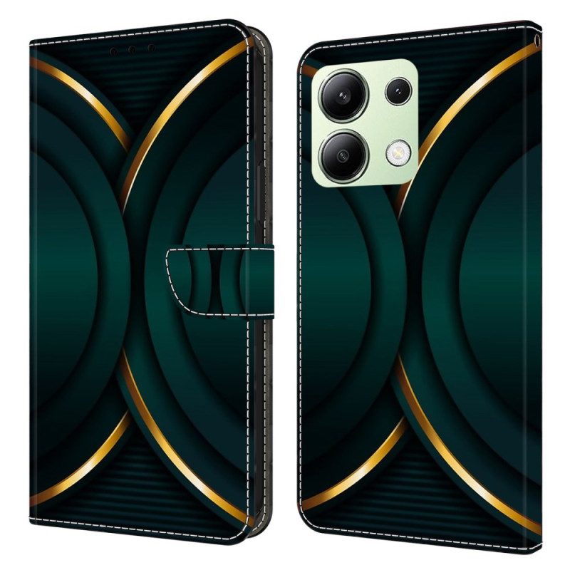 Flip Case Leren Xiaomi Redmi Note 13 4g Gouden Omtrek