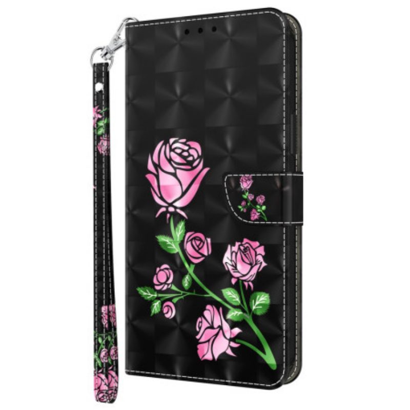 Folio-hoesje Xiaomi Redmi Note 13 4g Roze Bloemen Met Riem