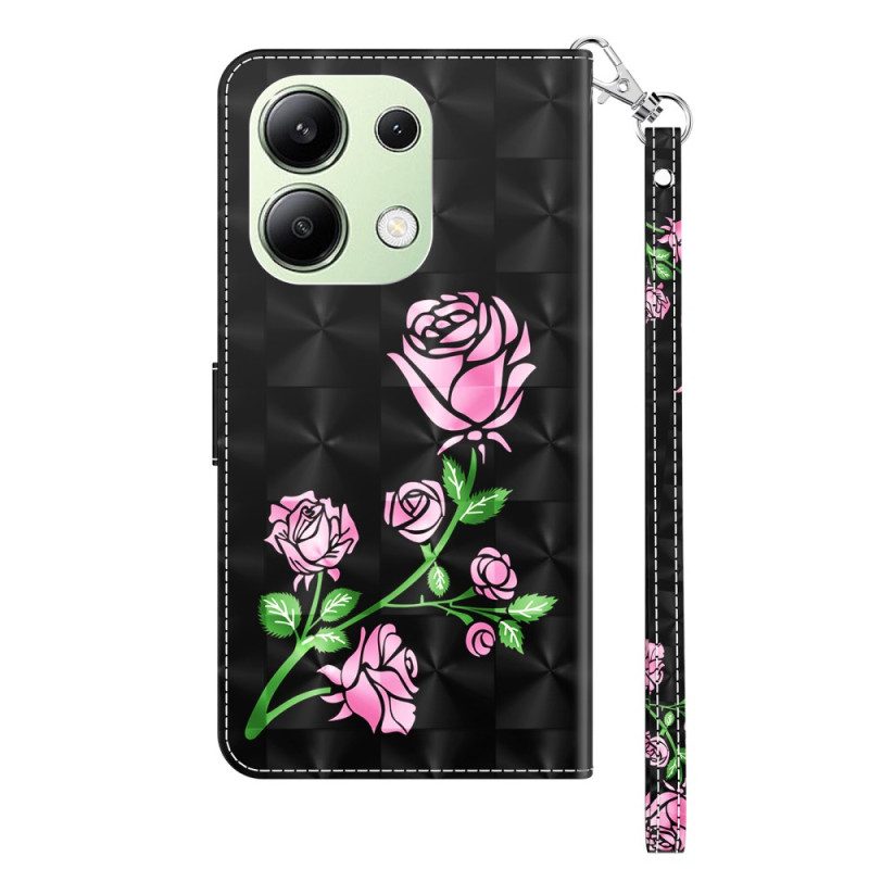 Folio-hoesje Xiaomi Redmi Note 13 4g Roze Bloemen Met Riem