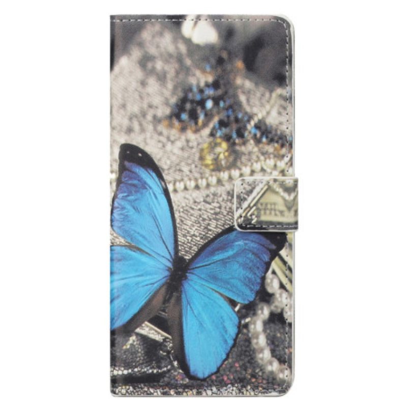 Folio-hoesje Xiaomi Redmi Note 13 4g Telefoonhoesje Blauwe Vlinder