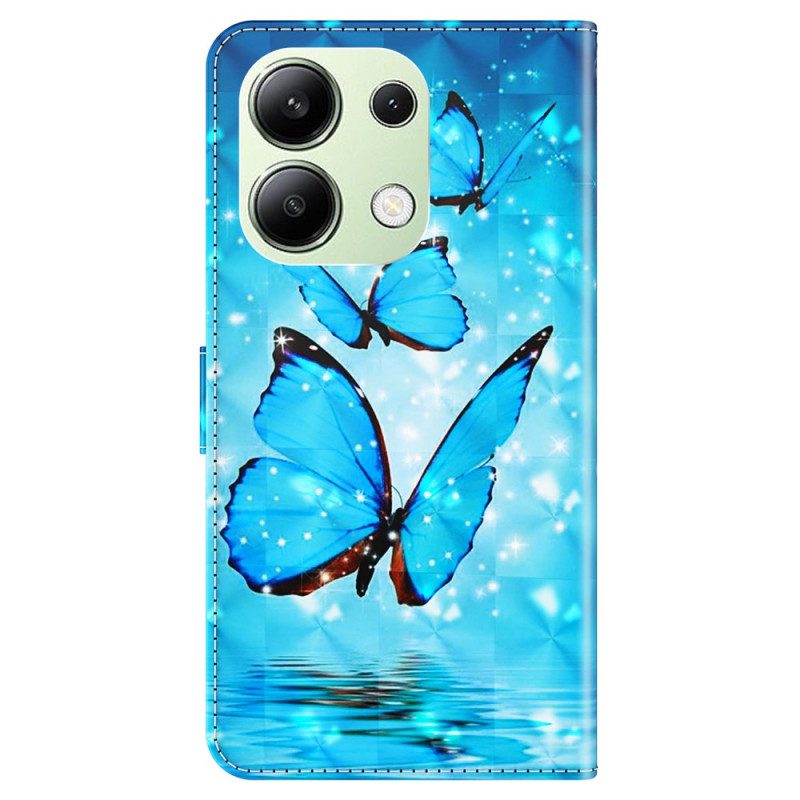 Folio-hoesje Xiaomi Redmi Note 13 4g Telefoonhoesje Blauwe Vlinders Met Riem