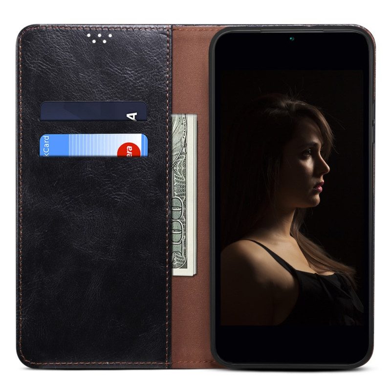 Folio-hoesje Xiaomi Redmi Note 13 4g Telefoonhoesje Gewaxt Imitatieleer