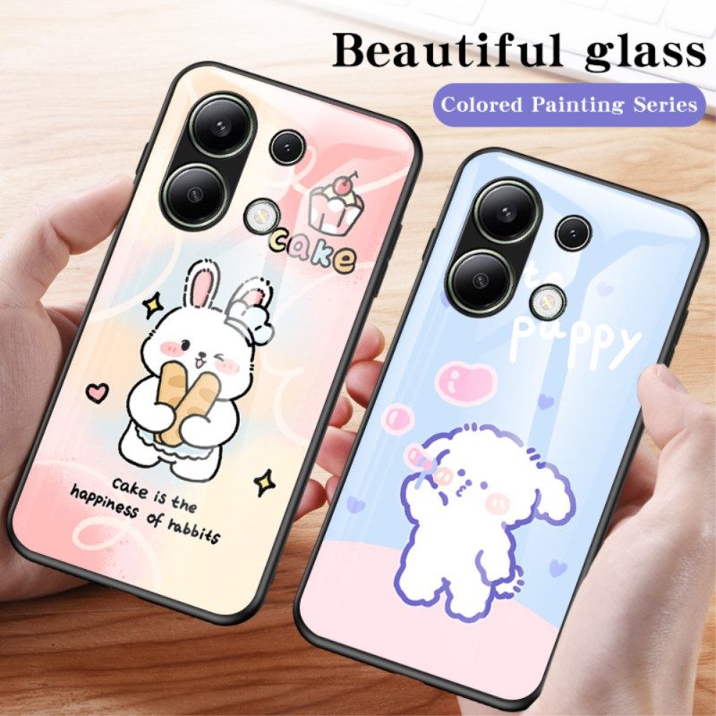 Hoesje Xiaomi Redmi Note 13 4g Gehard Glas Met Cartoonpatroon Bescherming Hoesje