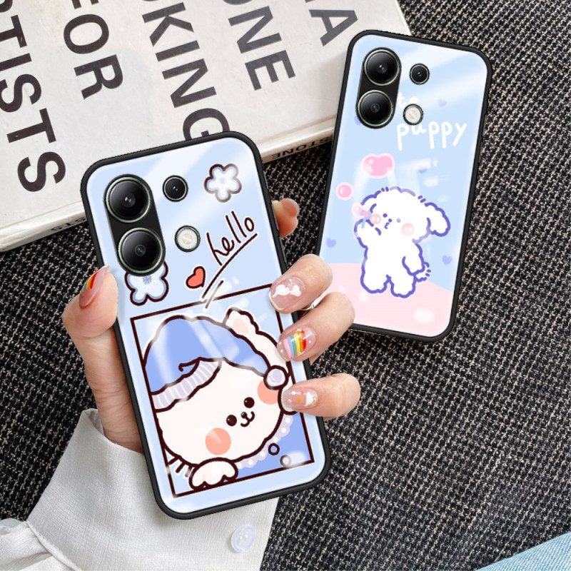 Hoesje Xiaomi Redmi Note 13 4g Gehard Glas Met Cartoonpatroon Bescherming Hoesje