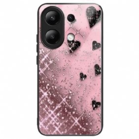 Hoesje Xiaomi Redmi Note 13 4g Roze Liefde Gehard Glas Bescherming Hoesje