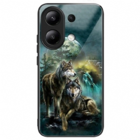 Hoesje Xiaomi Redmi Note 13 4g Wolfpatroon Van Gehard Glas