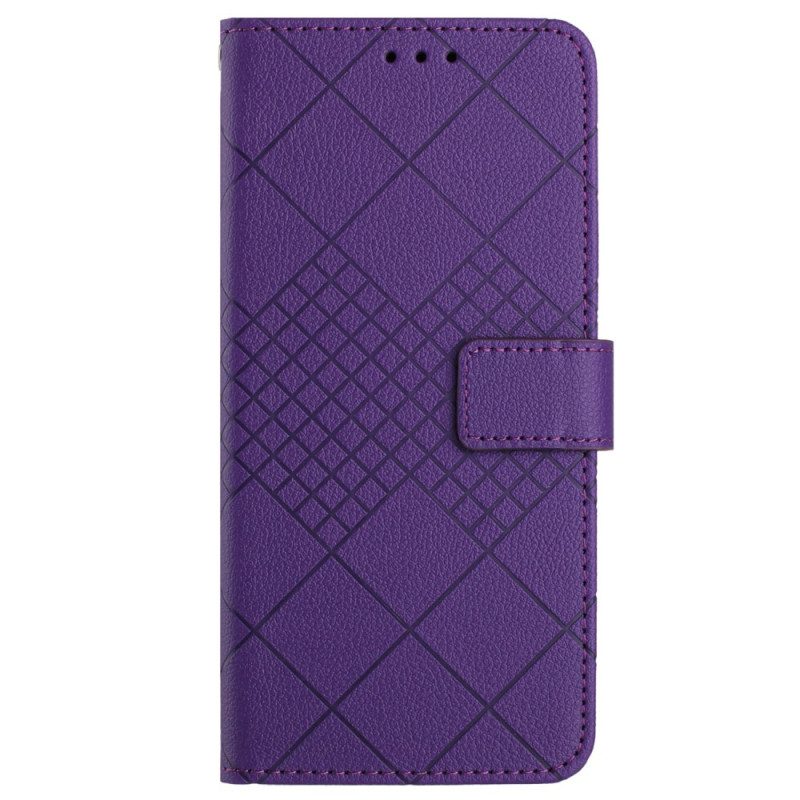 Leren Hoesje Voor Xiaomi Redmi Note 13 4g Diamantpatroon Met Bandjes