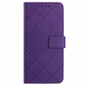 Leren Hoesje Voor Xiaomi Redmi Note 13 4g Diamantpatroon Met Bandjes